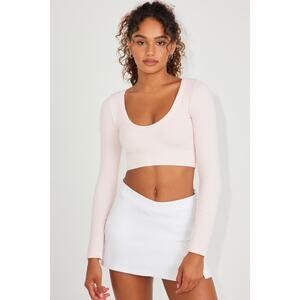 Garage Sonia Seamless Long Sleeve Cropped Top Chalk Pink Women’s Size Medium